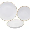 Servies 18 Stuks Van Porselein - Wit En Gouden Bies - Julina