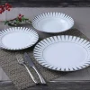Servies 18 Stuks Van Porselein - Wit En Zilver - Dynao