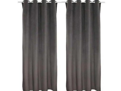 Set 2 Gordijnen Luxe - Polyesterfluweel - 140X260Cm - Grijs