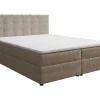 Set Bed Met Hoofdbord Met Capitons + Bedbodem Met Opbergruimte + Matras+ Dekmatras- 180 X 200 Cm - Stof - Taupegrijs - Kida Van Ysmee