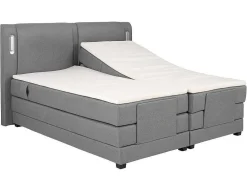 Set Boxspring + Hoofdbord Met Ledlampjes + Elektrische Relaxbedbodems + Matras + Topmatras - 2 X 80 X 200 Cm - Grijze Stof - Astemi Van Palacio