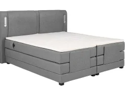Set Boxspring + Hoofdbord Met Ledlampjes + Elektrische Relaxbedbodems + Matras + Topmatras - 2 X 80 X 200 Cm - Grijze Stof - Astemi Van Palacio