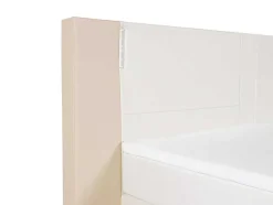 Set Boxspring En Matras Met Hoofdeinde Met Leds + Lattenbodem + Matras + Dekmatras Asti Van Ysmee - 160 X 200 Cm - Kunstleer - Creme Wit