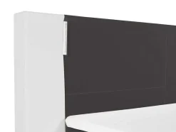 Set Boxspring En Matras Met Hoofdeinde Met Leds + Lattenbodem + Matras + Dekmatras Asti Van Ysmee - 160 X 200 Cm - Kunstleer - Wit En Grijs