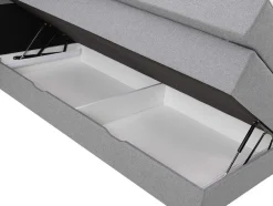Set Boxspring Met Hoofdbord + Bedbodems Met Opbergruimte + Matras + Dekmatras - 180 X 200 Cm - Lichtgrijze Stof - Perama Van Palacio