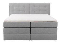 Set Boxspring Met Hoofdbord + Bedbodems Met Opbergruimte + Matras + Dekmatras - 180 X 200 Cm - Lichtgrijze Stof - Perama Van Palacio