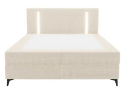 Set Boxspring Met Hoofdbord Met Ledverlichting + Bedbodem + Matras + Dekmatras - 180 X 200 Cm - Stof - Beige - Ono Van Ysmee