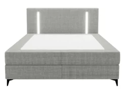 Set Complete Boxspring Met Hoofdbord Met Ledverlichting + Bedbodem + Matras + Dekmatras - 180 X 200 Cm - Stof - Grijs - Ono Van Ysmee