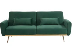 Set Donkergroene 3-Zitsslaapbank Launei En Taupekleurig Tapijt Dolce