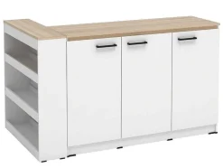 Set Keukeneiland + 2 Krukken - Wit En Licht Naturel - Nusice