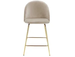 Set Van 2 Barkrukken Melbourne - Fluweel En Goudkleurig Metaal - Beige