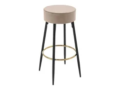 Set Van 2 Barkrukken Van Velours En Zwart Staal - Beige En Goudkleurig - Belinio I