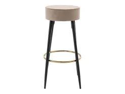 Set Van 2 Barkrukken Van Velours En Zwart Staal - Beige En Goudkleurig - Belinio I