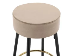 Set Van 2 Barkrukken Van Velours En Zwart Staal - Beige En Goudkleurig - Belinio I