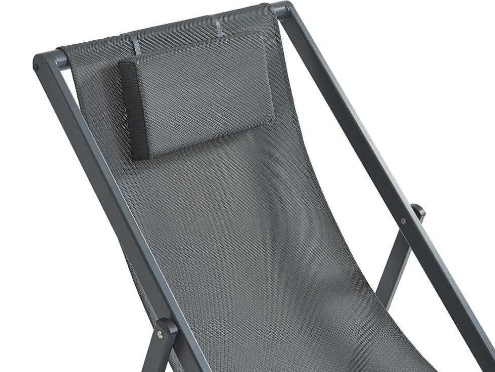 Set Van 2 Chileense Ligstoelen Van Aluminium - Antraciet - Anilio Van Mylia