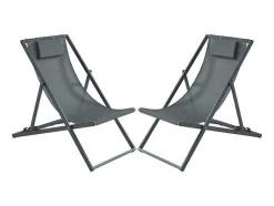 Set Van 2 Chileense Ligstoelen Van Aluminium - Antraciet - Anilio Van Mylia