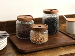 Set Van 3 Conservepotten Voor Voedingswaren - 3 Afmetingen - Glas - Transparant - Festini