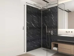 Set Van 2 Douchewandpanelen Met Marmereffect Van Aluminium Met Profielen - 2 X L90 X H210 Cm Eneko
