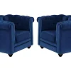 Set Van 2 Fauteuils Chesterfield - Fluweel - Konings Blauw