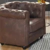 Set Van 2 Fauteuils Chesterfield Van Microvezel Met Vintage Look