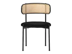 Set Van 2 Fluwelen En Rotan Stoelen - Metalen Poten - Zwart