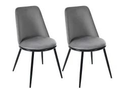 Set Van 2 Fluwelen Gestoffeerde Stoelen Met Rugleuning - Zwart Metalen Structuur - Grijs