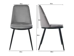 Set Van 2 Fluwelen Gestoffeerde Stoelen Met Rugleuning - Zwart Metalen Structuur - Grijs