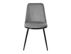 Set Van 2 Fluwelen Gestoffeerde Stoelen Met Rugleuning - Zwart Metalen Structuur - Grijs