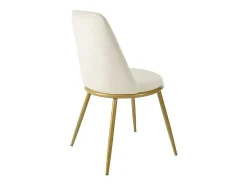 Set Van 4 Fluwelen Gestoffeerde Stoelen Met Rugleuning - Goud Metalen Structuur - Beige
