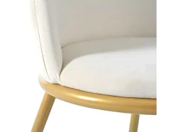 Set Van 4 Fluwelen Gestoffeerde Stoelen Met Rugleuning - Goud Metalen Structuur - Beige