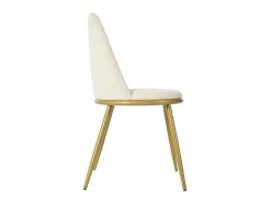 Set Van 4 Fluwelen Gestoffeerde Stoelen Met Rugleuning - Goud Metalen Structuur - Beige