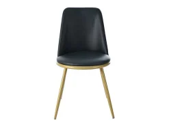 Set Van 4 Fluwelen Gestoffeerde Stoelen Met Rugleuning - Goudkleurige Metalen Structuur - Zwart