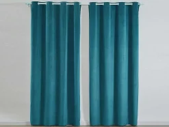 Set Van 2 Fluwelen Gordijnen - 140 X 260 Cm - Blauw - Ahtari