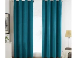 Set Van 2 Fluwelen Gordijnen - 140 X 260 Cm - Blauw - Ahtari