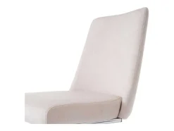 Set Van 2 Fluwelen Sledestoelen - Rugleuning Ruitpatroon - Onderstel Zilverkleurig Metaal - Beige