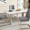 Set Van 4 Fluwelen Sledestoelen - Rugleuning Ruitpatroon - Onderstel Goudkleurig Metaal - Grijs