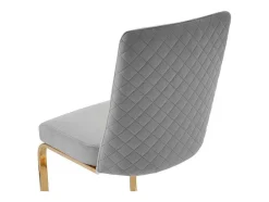 Set Van 4 Fluwelen Sledestoelen - Rugleuning Ruitpatroon - Onderstel Goudkleurig Metaal - Grijs