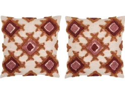 Set Van 2 Getufte En Bedrukte Kussens - 45 X 45 Cm - Katoen - Meerdere Kleuren - Magna