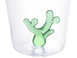 Set Van 4 Glazen Met Cactus - Transparant En Groen - O8 X H10 Cm - Puntia
