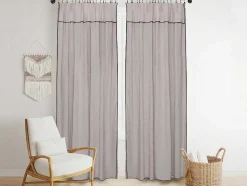 Set Van 2 Gordijnen Van Katoen En Linnen - 140 X 280 Cm - Taupegrijs - Borina