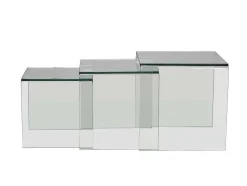 Set Van 3 Inschuifbare Bijzettafels Minka - Glas