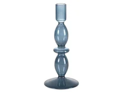 Set Van 2 Kandelaars - D9 X H21 Cm En D9 X H18,5 Cm - Glas - Blauw - Kandie