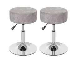 Set Van 2 Krukken Mcw-C22, Imitatie Suede, Vintage Grijs