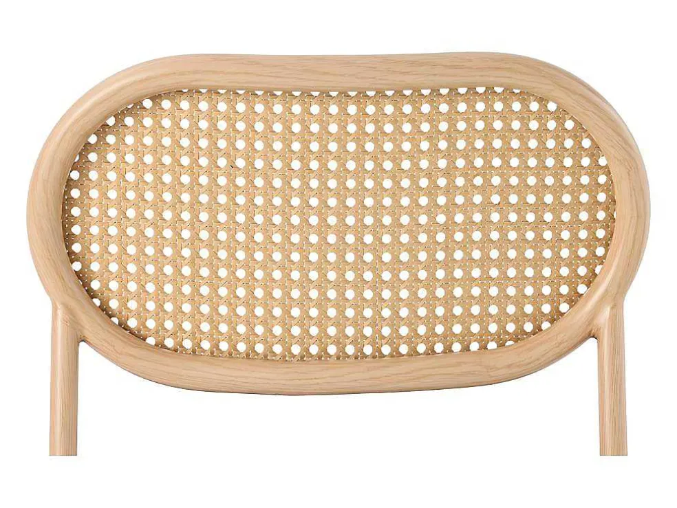 Set Van 4 Kunstleer En Rotan Stoelen - Metalen Poten - Zwart