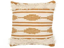 Set Van 2 Kussens Van Katoen Met Franjes Karius - 40 X 40 Cm - Geel En Beige