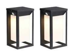 Set Van 2 Led-Buitenwandlampen Op Zonne-Energie - L. 15 X H. 30 Cm - Metaal - Zwart - Fozzano