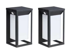 Set Van 2 Led-Buitenwandlampen Op Zonne-Energie - L. 15 X H. 30 Cm - Metaal - Zwart - Fozzano
