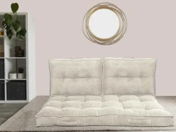 Set Van 1 Matras + 2 Palletkussens Van Ribfluweel - Beige - Baila
