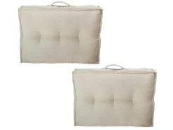 Set Van 1 Matras + 2 Palletkussens Van Ribfluweel - Beige - Baila
