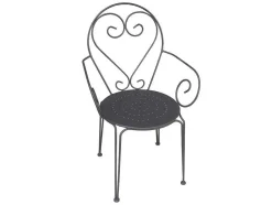 Set Van 4 Metalen Tuinstoelen Met Smeedijzereffectt Met Armleuningen - Antraciet - Guermantes